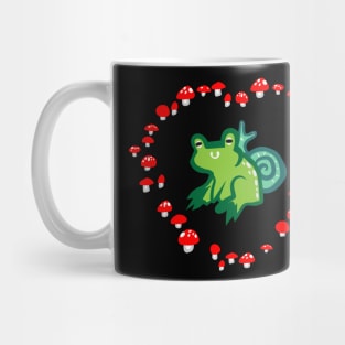Red Mushroom Heart with Frog and Snail "Goblincore Snuggles" Mug